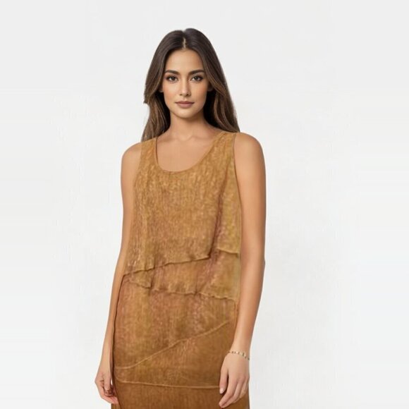 Enfocus Studio Shift Dress Sz 6 Gold Shimmer Tier fully lined - Picture 3 of 8